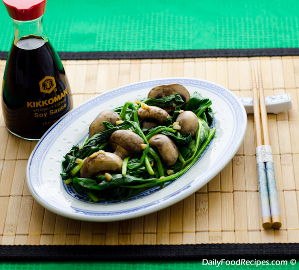 Chinese Spinach And Mushroom Stir Fry