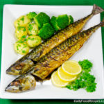 Baked Spicy Mackerel With Potato Salad & Broccoli